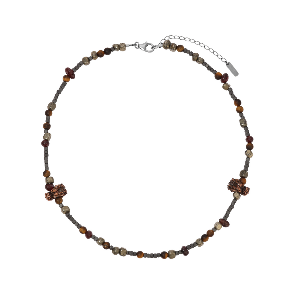 Dragon Necklace - Pyrite, Tigers Eye, Hematite & Garnet
