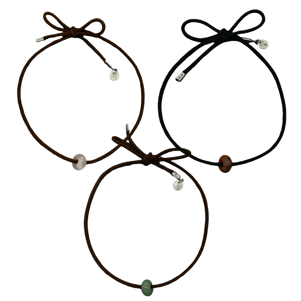 Vegan Leather Wrap Necklace Set - Rose Quartz, Carnelian & Green Aventurine