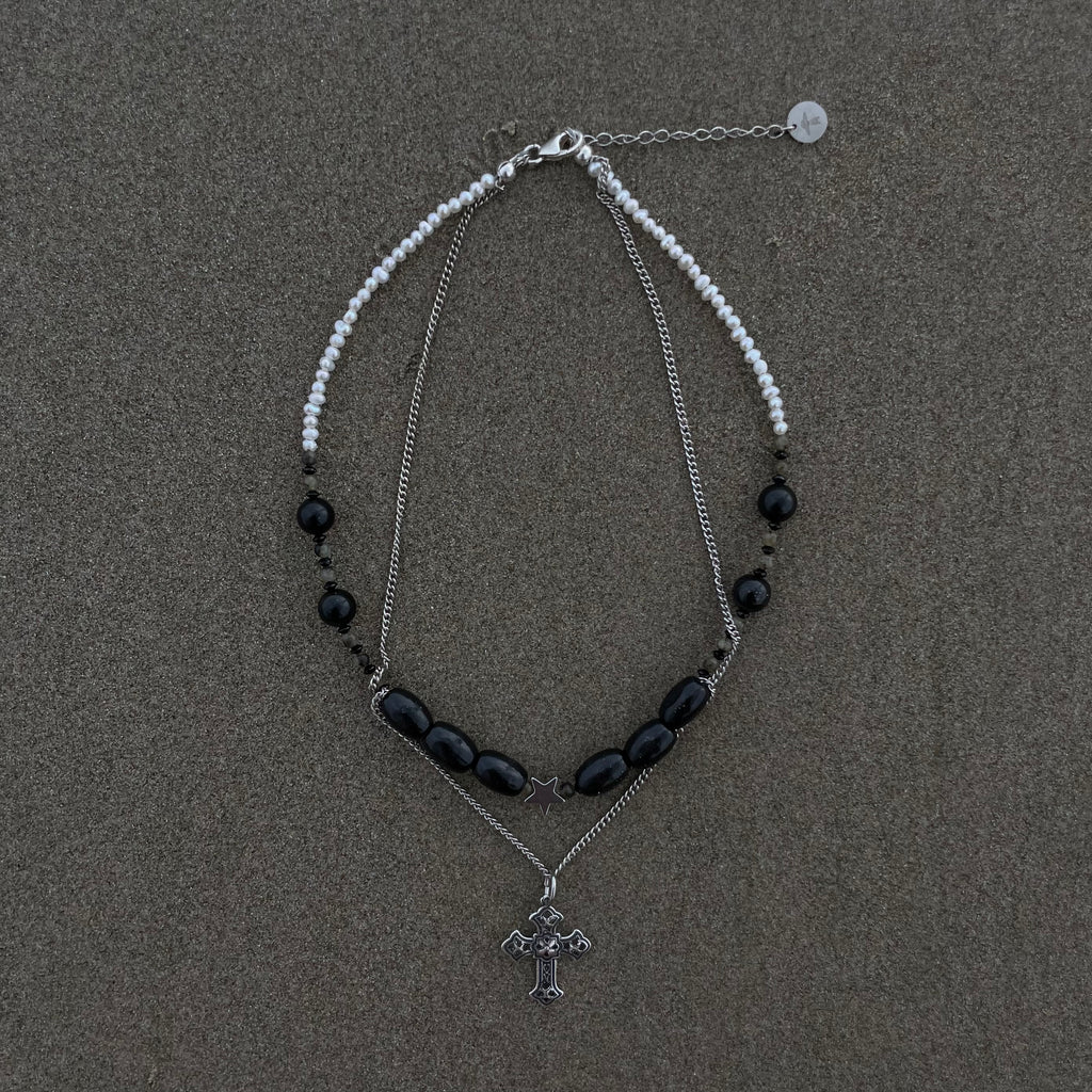 Mary Chain Necklace - Black Tourmaline, Hematite & Labradorite